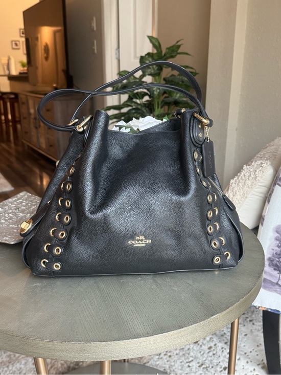Coach Handbags - Coach Edie Shoulder Bag 31, black pebbled leather and gold hardware